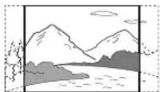 Simple line drawing of a mountainous landscape with trees and water (no text or symbols)