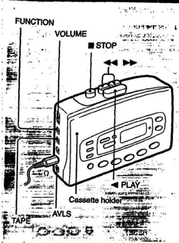 FUNCTION VOLUME ■ STOP PLAY Cassette holder TAPE AVLS