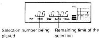VX POP RCK JAZZ BLDG VOCAL Selection number being played Remaining time of the selection