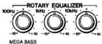 ROTARY EQUALIZER 100Hz 1kHz 10kHz -10° +10 -10° +10 -10° +10 MEGA BASS