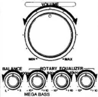 VOLUME MIN * MAX BALANCE ROTARY EQUALIZER MEGA BASS