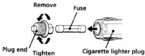 Remove Fuse Plug end Tighten Cigarette lighter plug