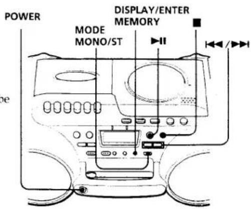 POWER MODE MONO/ST DISPLAY/ENTER MEMORY ▶▶▶ ◀◀/▶◀▶ be