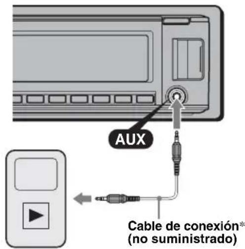 AUX Cable de conexión* (no suministrado)