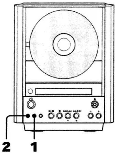 Diagram of a CD or DVD instrument with labeled parts and control buttons