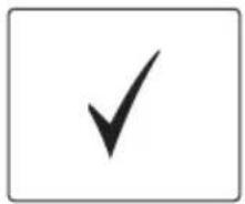 Simple black checkmark inside a rectangular border (no text or symbols)