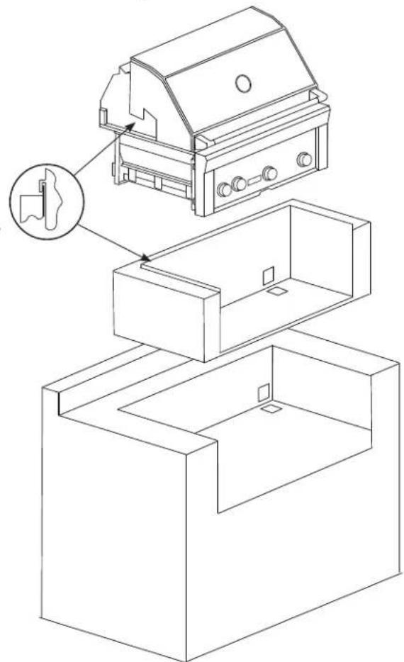 Isometric line drawing of a kitchen appliance assembly with labeled components (no text or symbols)