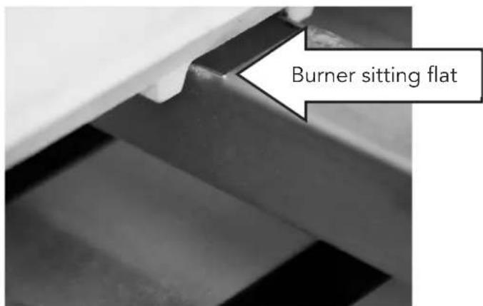 Burner sitting flat