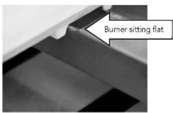 Burner sitting flat
