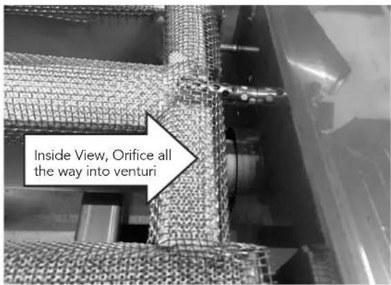 Inside view, orifice all the way into venturi.