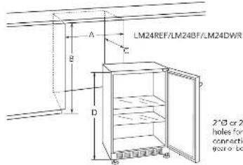 LM24REF/LM24BF/LM24DWR 2"∅ or 2" holes for connection work to be