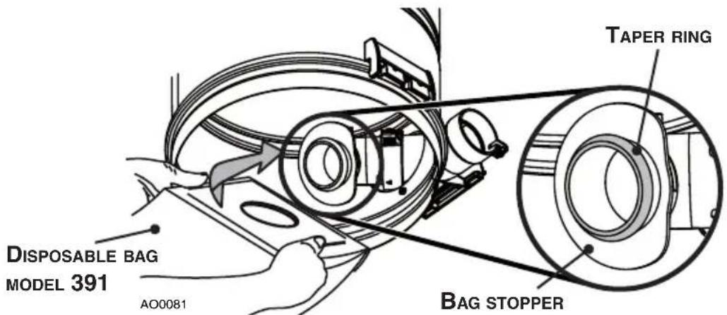 DISPOSABLE BAG MODEL 391 AO0081 TAPER RING BAG STOPPER