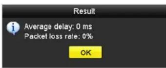 Result i Average delay: 0 ms Packet loss rate: 0% OK
