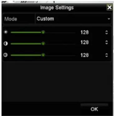Image Settings Mode Custom + 128 128 128 OK