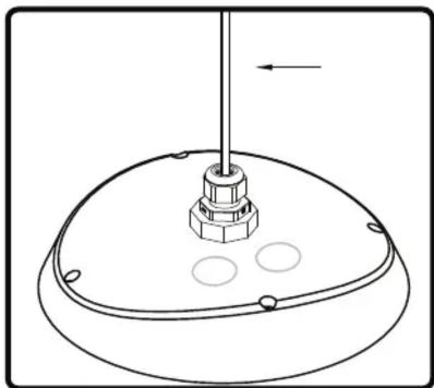 Technical line drawing of a mechanical component with a central shaft and circular base (no text or symbols)