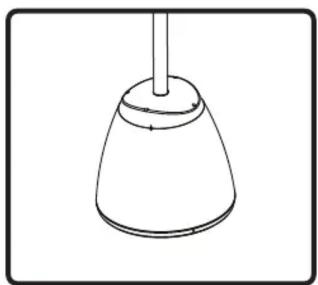 Simple line drawing of a conical lamp or lampshade with a vertical rod (no text or symbols)