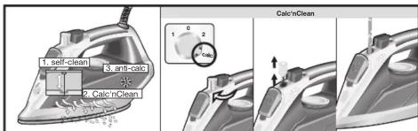 1. auto-nettoyage 2. calc'nClean 3. anti-calc Calc'nClean