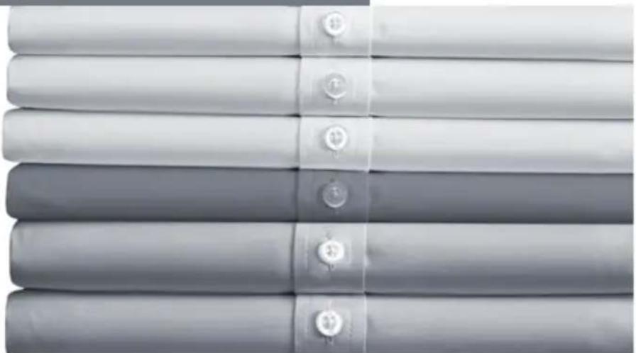 Stack of five gray fabric or garment pieces with button closure, arranged vertically (no visible text or symbols).