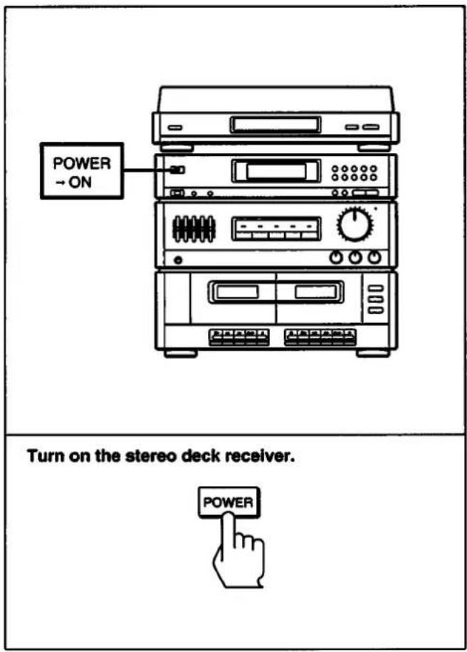 POWER → ON Turn on the stereo deck receiver. POWER