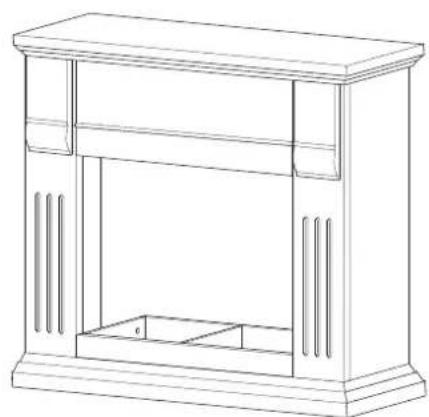 Line drawing of a simple cabinet or enclosure with front panel and side panels (no text or symbols)
