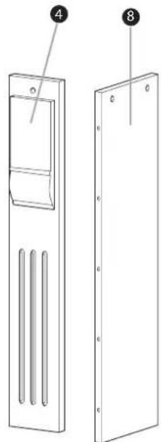 Technical line drawing of a door panel with labeled components (no text or symbols present)