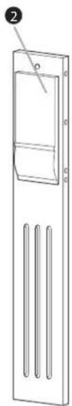 Diagram of a door with three vertical slots and a handle, no text or symbols present