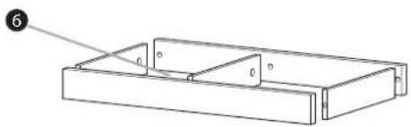 Technical line drawing of a rectangular mechanical component with internal channels and mounting holes (no text or symbols)
