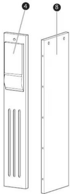 Technical line drawing of a door panel with labeled components (no text or symbols present)