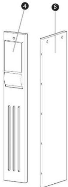 Technical line drawing of a door panel with labeled components (no text or symbols present)
