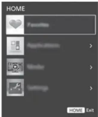 HOME. Favorites. Mouse Images. Video. Settings. HOME Exit.