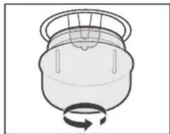 Simple line drawing of a container with a rotating arrow (no text or symbols)