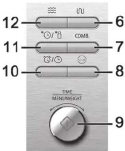12 6 11 7 10 8 TIME MENU/WEIGHT 9