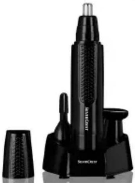 Black and white photo of a NB ear cleaner with a pointed tip and base, no visible text or symbols on the device itself.