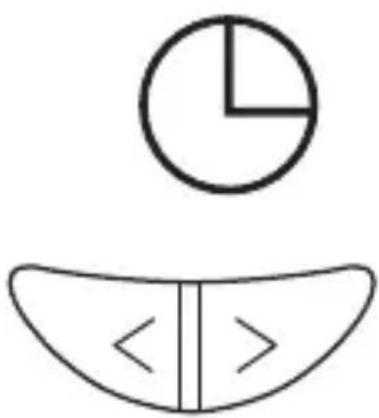 Simple line drawing of a pie chart above a curved shape with directional arrows (no text or symbols)