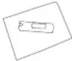 Simple line drawing of a rectangular object with a curved top and internal slot, no text or symbols present.