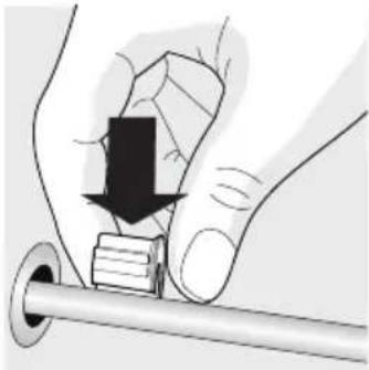Illustration of hands holding a metal pipe with a black arrow indicating downward motion (no text or symbols)