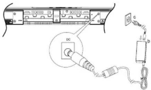 Diagram showing cable connection to a DC power connector with labeled components and wiring connections