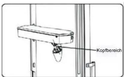 Technical line drawing of a mechanical assembly with a suspended component (no text or symbols)