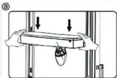 Diagram showing hand positioning of a device with arrows indicating movement, labeled with number ③.