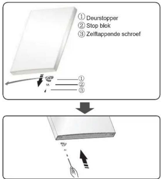 graph TD A["Deurstopper Stop block Zelftappende schroef"] --> B["Step 1: Deurstopper"] B --> C["Step 2: Stop block"] C --> D["Step 3: Zelftappende schroef"]