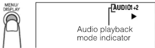 MENU/ DISPLAY AUDIO1+2 Audio playback mode indicator