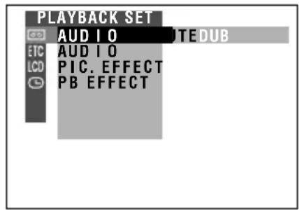 PLAYBACK SET AUDIO TEDUB ETC AUDIO LCD PIC. EFFECT PB EFFECT