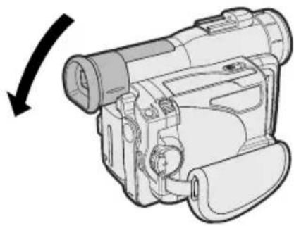 Line drawing of a digital camera with an arrow indicating rotation (no text or symbols).