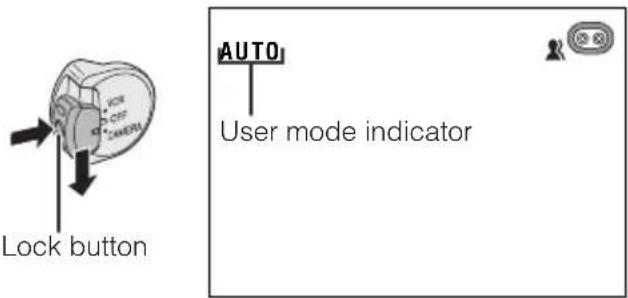 Lock button AUTO User mode indicator