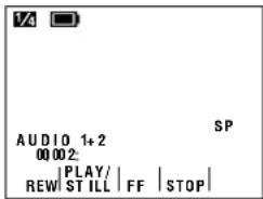 V4 AUDIO 1+2 00 002: |PLAY/ REW STILL | FF | STOP | SP