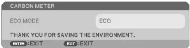CARBON METER ECO MODE ECO THANK YOU FOR SAVING THE ENVIRONMENT. ENTER :EXIT EXIT :EXIT