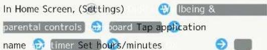 In Home Screen, (Settings) Digital wellbeing & parental controls. Tap application name or timer. Set hours/minutes.