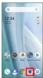 Screenshot of a smartphone home screen showing the time 12:34 and app icons for Windows, Microsoft Teams, Google, and Facebook, with repeated text.