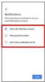 Notifications Where your decision is linked, then. Do you want notifications to show? Show all notifications content Make sensitive content Don't have notifications at all