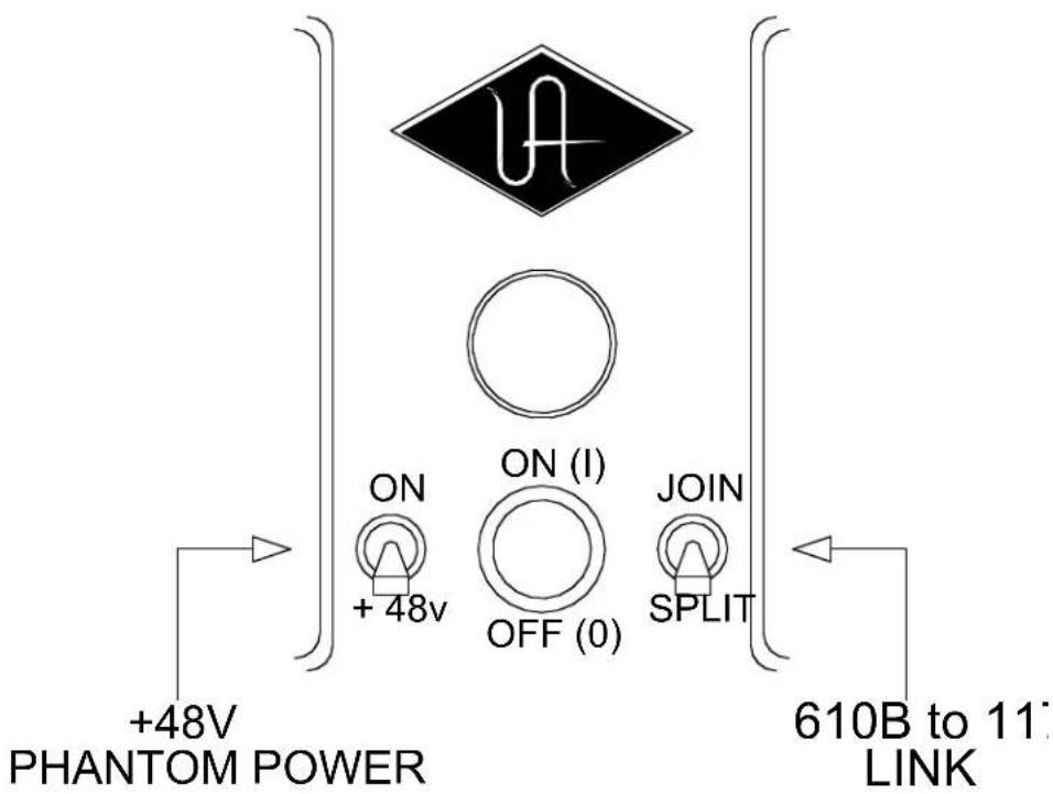 +48V PHANTOM POWER ON + 48v ON (I) OFF (0) JOIN SPLIT 610B to 11' LINK